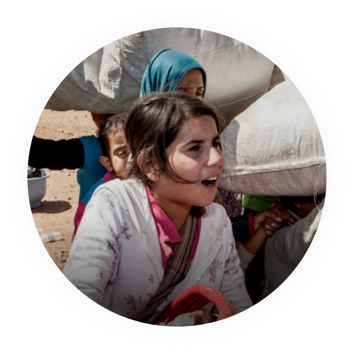 A girl at a refugee camp