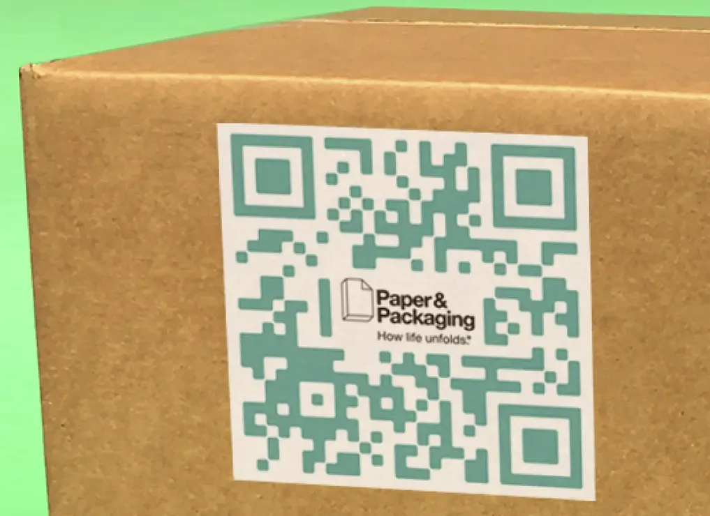 A parcel's QR label in the camera