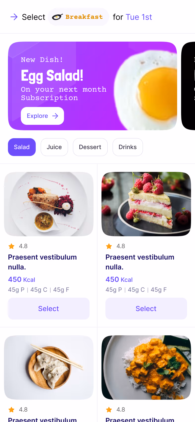 Eatwell — Homescreen