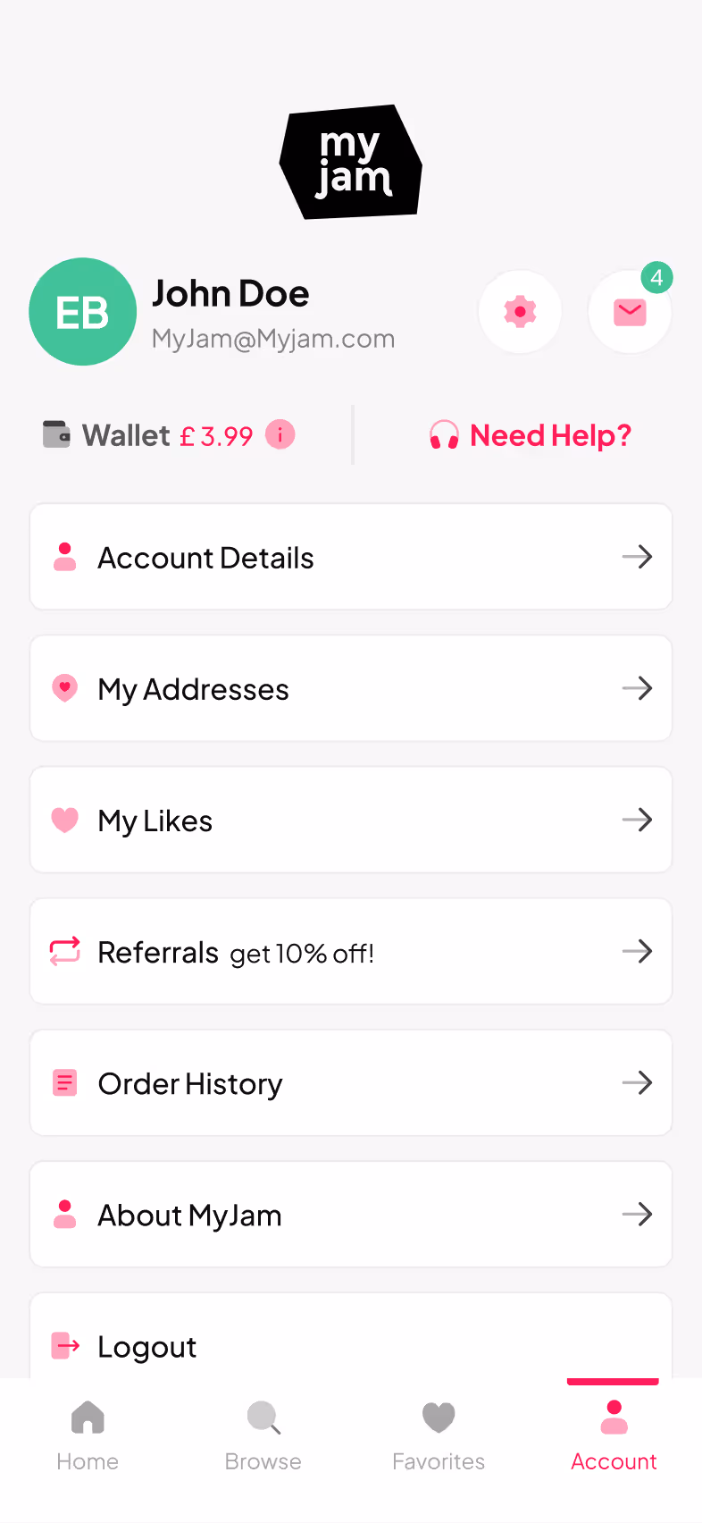 MyJam — Account