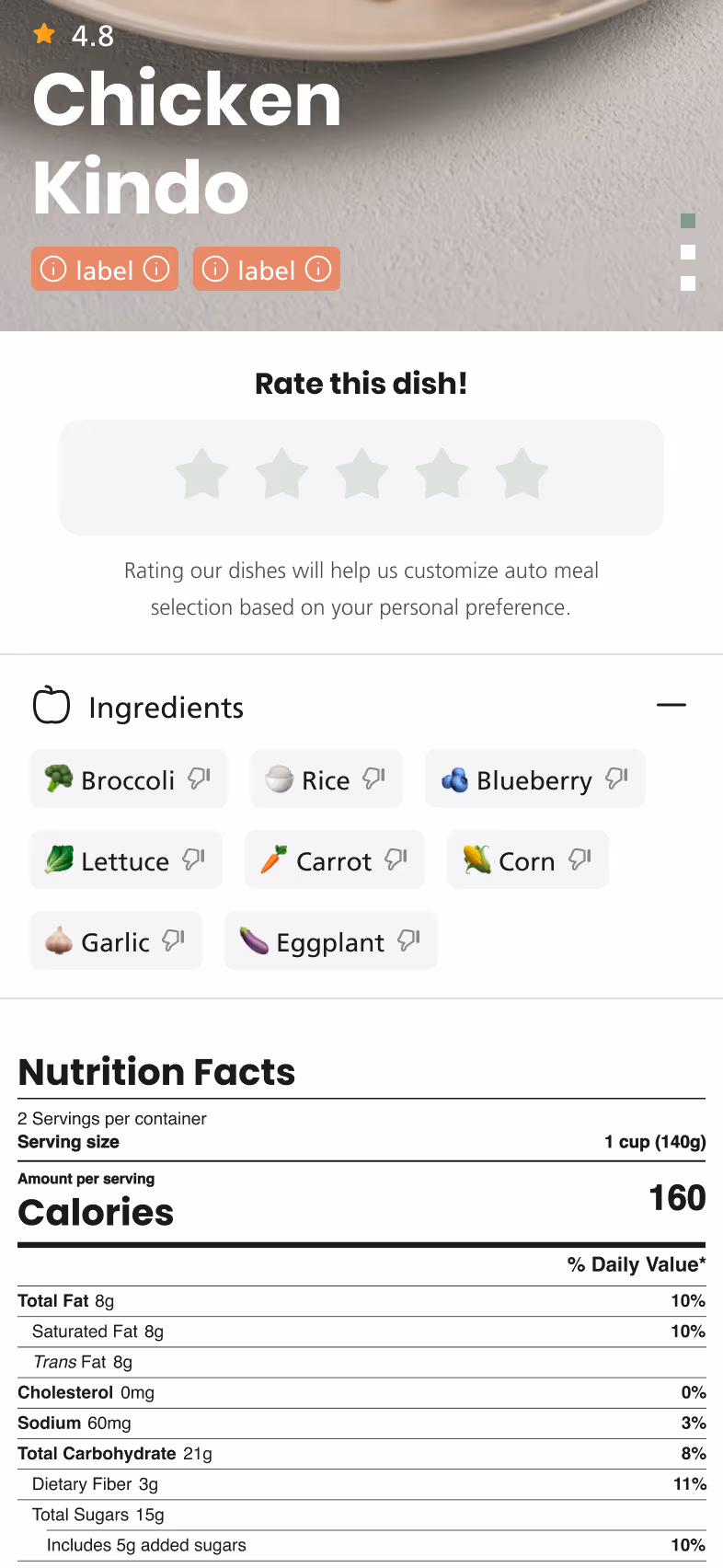 Numou — Meal Selection